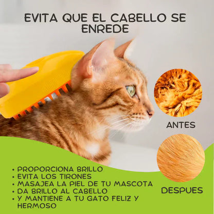 CEPILLO DE VAPOR PARA GATOS 3 EN 1, AUTOLIMPIANTE