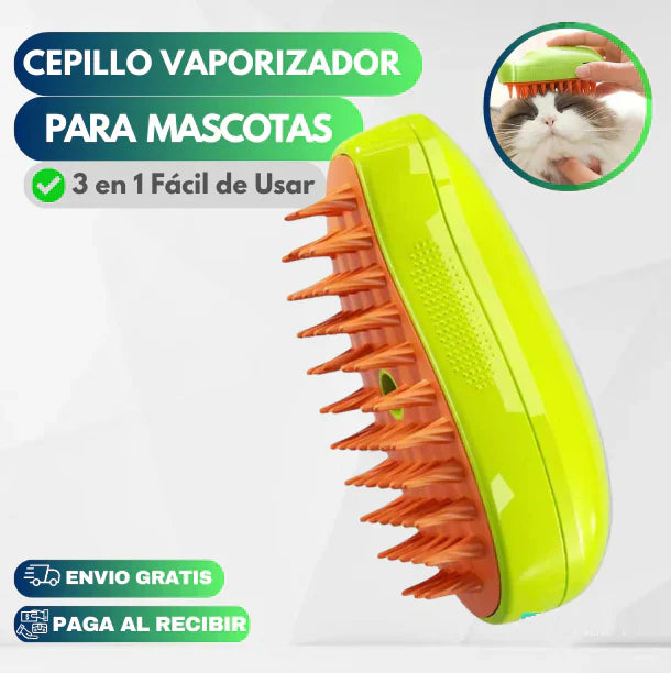 CEPILLO DE VAPOR PARA GATOS 3 EN 1, AUTOLIMPIANTE