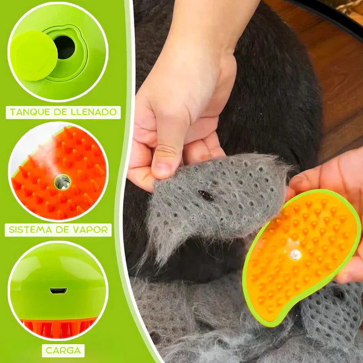 CEPILLO DE VAPOR PARA GATOS 3 EN 1, AUTOLIMPIANTE