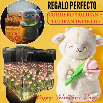 PELUCHE CORDERITO TULIPAN + LAMPARA DE TULIPANES